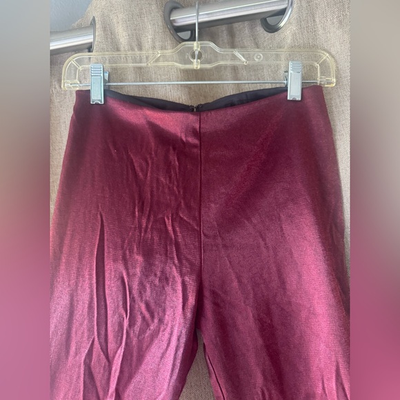 Vintage Jessica McClintock Millenium 2000 Deep Red Metallic Look Trousers - Picture 3 of 13